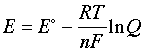 Nernst equation for nonstandard conditions, The Nernst equation