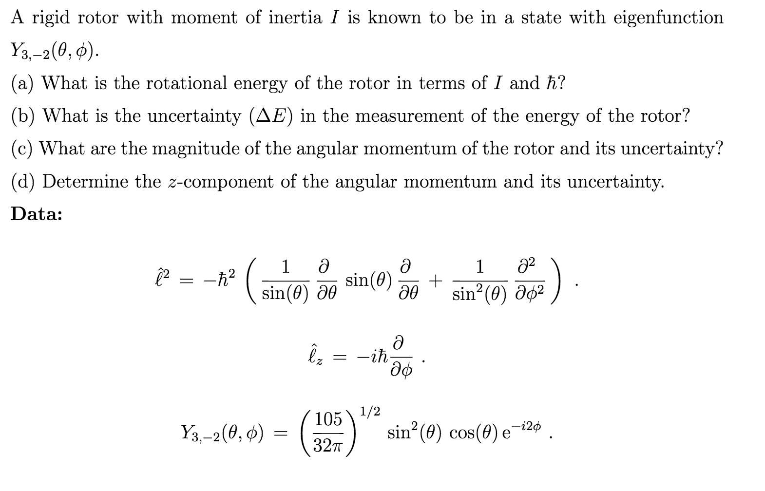 Quantization and Operators, quantum mechanics - Calculating values related to angular momentum and then their uncertainties ...