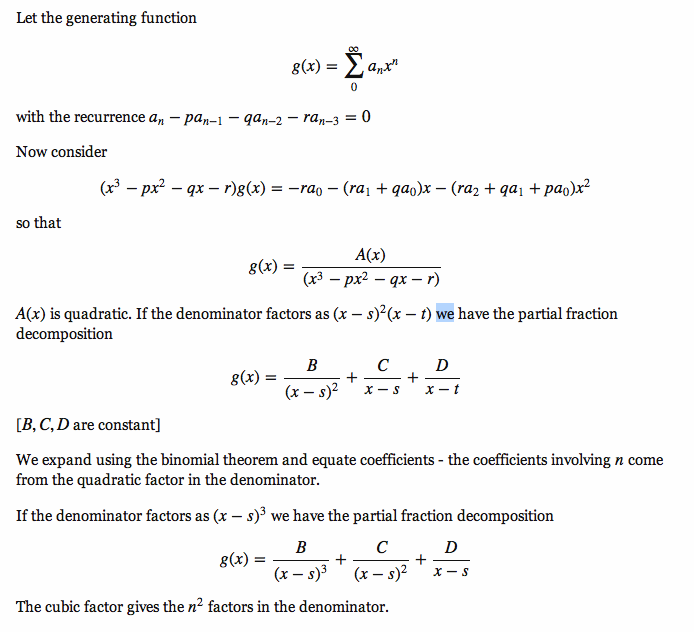Definition and Role, Getting the closed form solution of a third order recurrence relation with constant coefficients ...