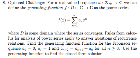 Understanding Generating Functions and Power Series, Generating functions and closed form solution for fibonacci sequence - Mathematics Stack Exchange
