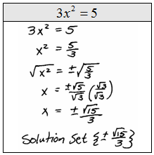 Product property of square roots, OpenAlgebra.com: Free Algebra Study Guide & Video Tutorials: Solve by Extracting Square Roots