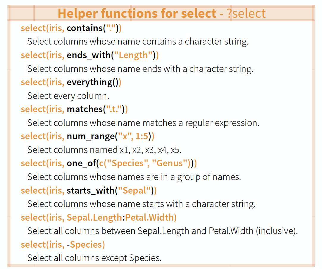 Selecting and filtering data, Data Analysis with R