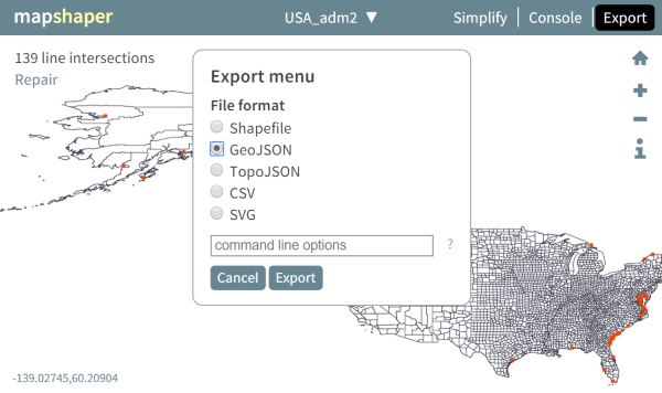 Spatial Data Representation and Formats, Convert ESRI Shapefile Map to GeoJSON format | StatSilk