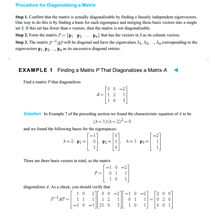 Fundamental concepts of the spectral theorem, linear algebra - Need help understanding why this procedure works: Procedure for diagonalizing a ...