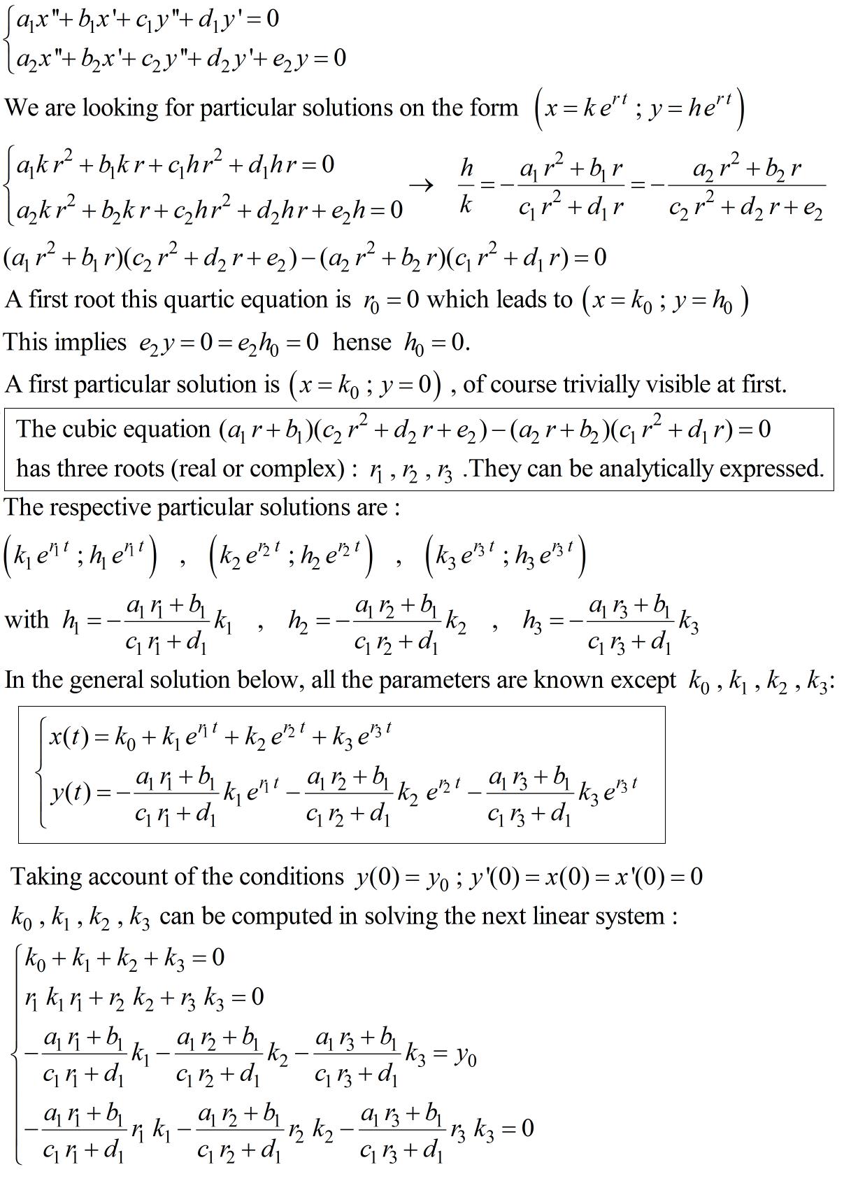 Physical systems and differential equations, solution of Coupled second-order differential equations - Mathematics Stack Exchange