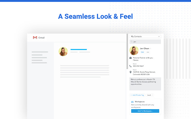 Contact+ Gmail integration showing candidate information