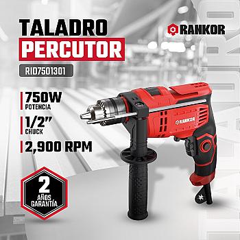 TALADRO PERCUTOR 750W  CHUCK DE 1/2 + JGO DE CARBONES RID7501301 RANKOR