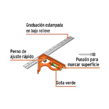 ESCUADRA COMBINACION 12"  C/PUNZON 14380 TRUPER