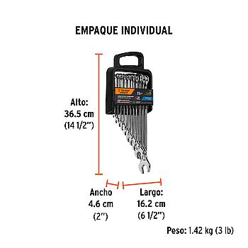 JUEGO DE 11 LLAVES COMBINADAS EXTRALARGAS PULIDAS MM 15778 TRUPER