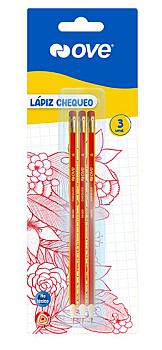 LÁPIZ CHEQUEO ROJO OVE CON BORRADOR X 3 UND
