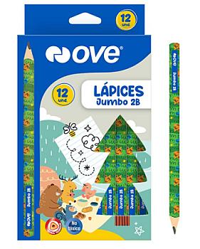 LÁPIZ 2B JUMBO OVE SIN BORRADOR CAJA X 12 UND
