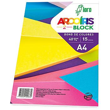 BLOCK ARCO IRIS LORO A4 12 COLORES X 40 HOJAS