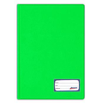 FOLDER ARTESCO OFICIO VERDE LIMÓN DOBLE TAPA CON GUSANITO