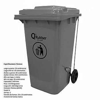 TACHO CONTENEDOR P/BASURA 240 LT C/PEDAL PLOMO