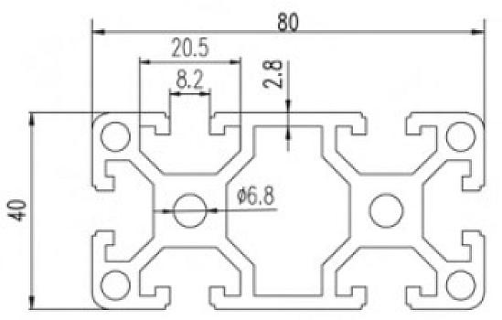 4080TP2M-Perfil T-SLOT 4080 pesado 2m