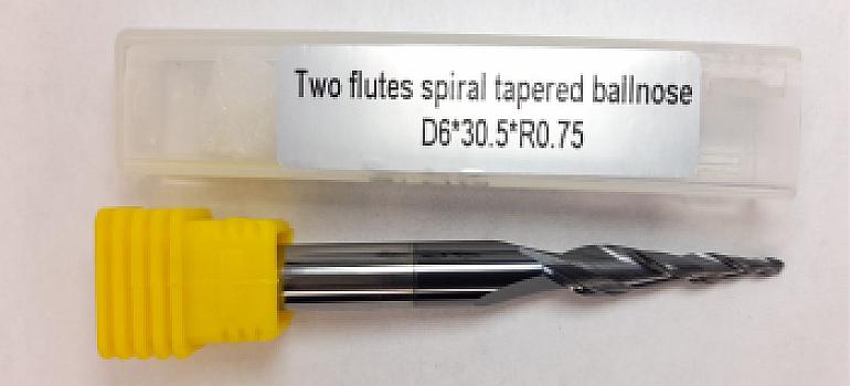 856-Fresa espiral 2 labios punta redondeada 6×30.5×R0.75 TiAIN ca A