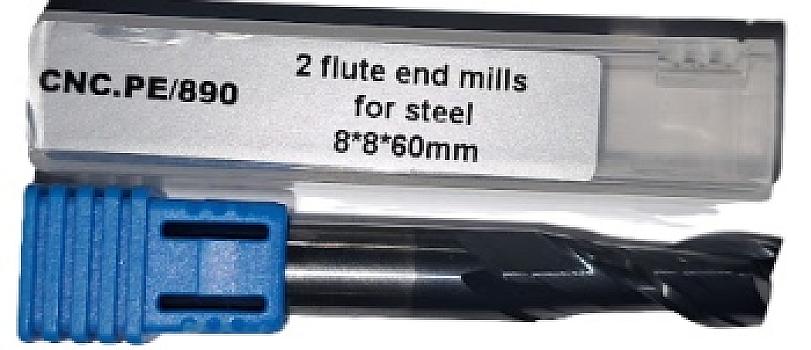 890-8×8×60 mm HRC55 fresa espiral 2 labios carburo tungsteno