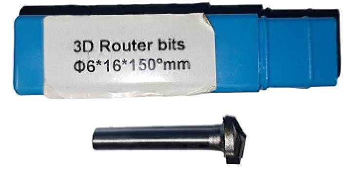 FM38-Fresa cónica 3D 6×16×150° corte canal triangular ca A