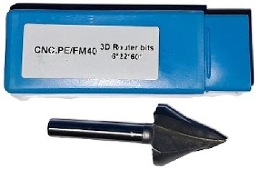 FM40-Fresa cónica 3D 6×22×60° corte canal triangular ca A
