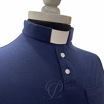 POLO CUELLO CLERGYMAN COLOR AZUL MARINO - ALGODÓN PIQUÉ
