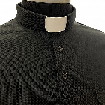 POLO CUELLO CLERGYMAN COLOR NEGRO - ALGODÓN PIQUÉ