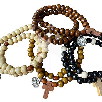 PULSERA ROSARIO MADERA 50 CUENTAS