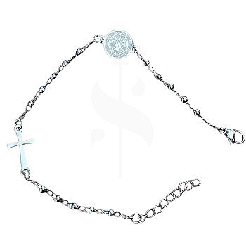 PULSERA PLATEADA MEDALLA SAN BENITO