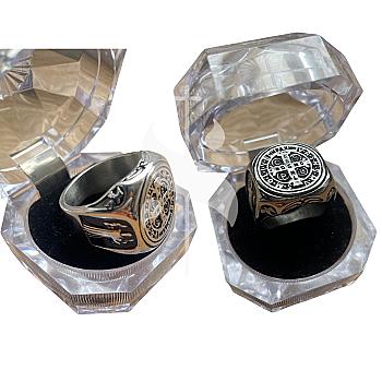 ANILLO ACERO SAN BENITO MEDALLA