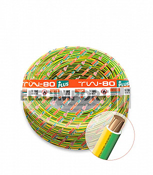 CABLE TIERRA TW-80 12AWG AMARILLO VERDE INDECO