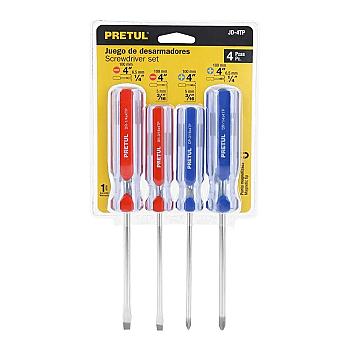JUEGO DESARMADORES 4 PZS PRETUL