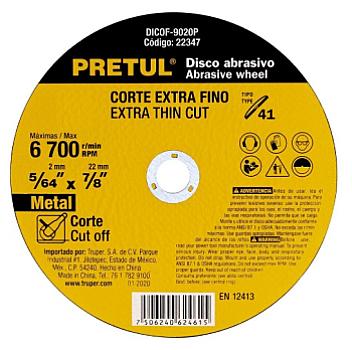 DISCO CORTE FINO METAL 4 1/2" PRETUL