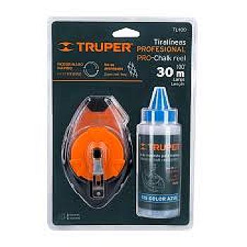TIRALINEA 30M PLASTICO CON TIZA Y NIVEL TRUPER