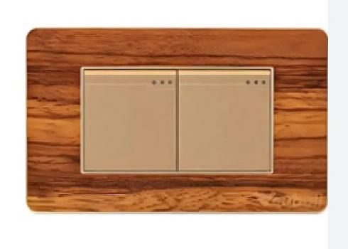 INTERRUPTOR DOBLE PLACA MADERA CUBULL