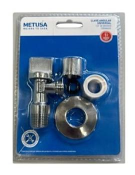LLAVE ANGULAR UNIVERSAL 1/2 BRONCE CROMADO MASC112V3 METUSA