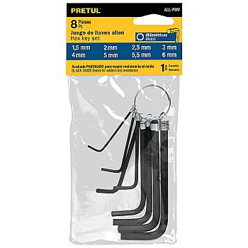 JUEGO DE LLAVE ALLEN MM T/LLAVERO 8PZS PRETUL