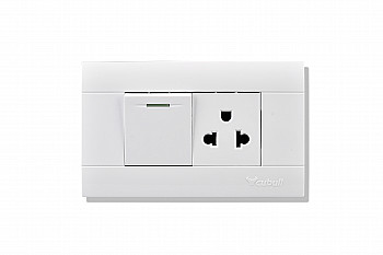 INTERRUPTOR + TOMA C/TIERRA PLACA BLANCA CUBULL
