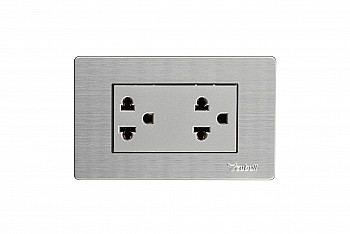 TOMACORRIENTE DOBLE C/T PLACA ACERO CUBULL