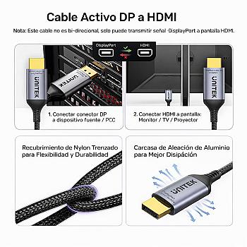 Cable Adaptador DisplayPort a HDMI 8K – 2 Metros Trenzado