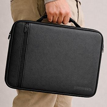 Funda para Laptop hasta 16" Premium – Negra en Cuerina Texturizada
