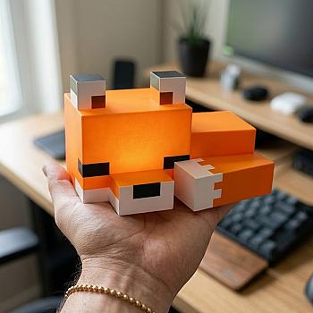 Lámpara LED Minecraft – Diseño Zorro Pixelado (Luz de Noche)