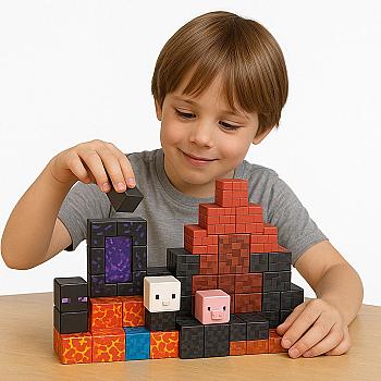 Set de Bloques Magnéticos Forest Portal 80 Piezas Tipo Minecraft Educativo Construcción Creativa