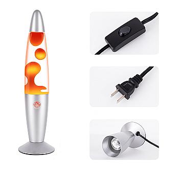Lámpara de Lava Decorativa – Luz Ambiental Retro Naranja con Base Metálica 35 Cm