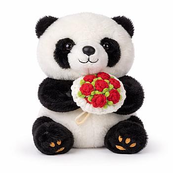 Peluche Panda Con Ramo Tejido – Regalo Perfecto San Valentín 💝