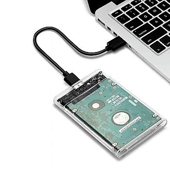 Case Disco Duro Externo 2.5 Seisa Transparente USB 3.0 SATA SSD HDD