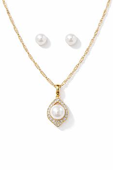 JUEGO DORADO CON PERLA CRISTAL