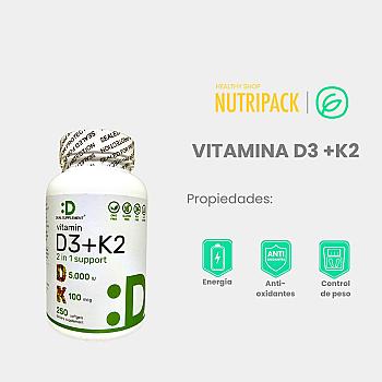 Vitamina D3 5,000 IU + K2 MK7, 250 uds