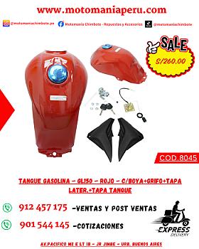 TANQUE GASOLINA - GL150 - ROJO - C/BOYA+GRIFO+TAPA LATER.+TAPA TANQUE