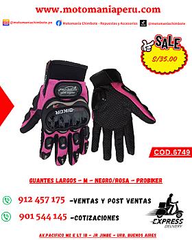 GUANTES LARGOS -M - NEGRO/ROSA - PROBIKER