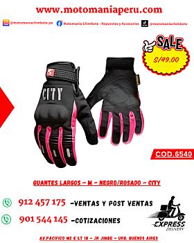 GUANTES LARGOS -M - NEGRO/ROSADO - CITY