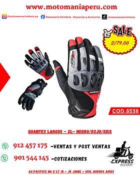 GUANTES LARGOS -XL- NEGRO/ROJO/GRIS